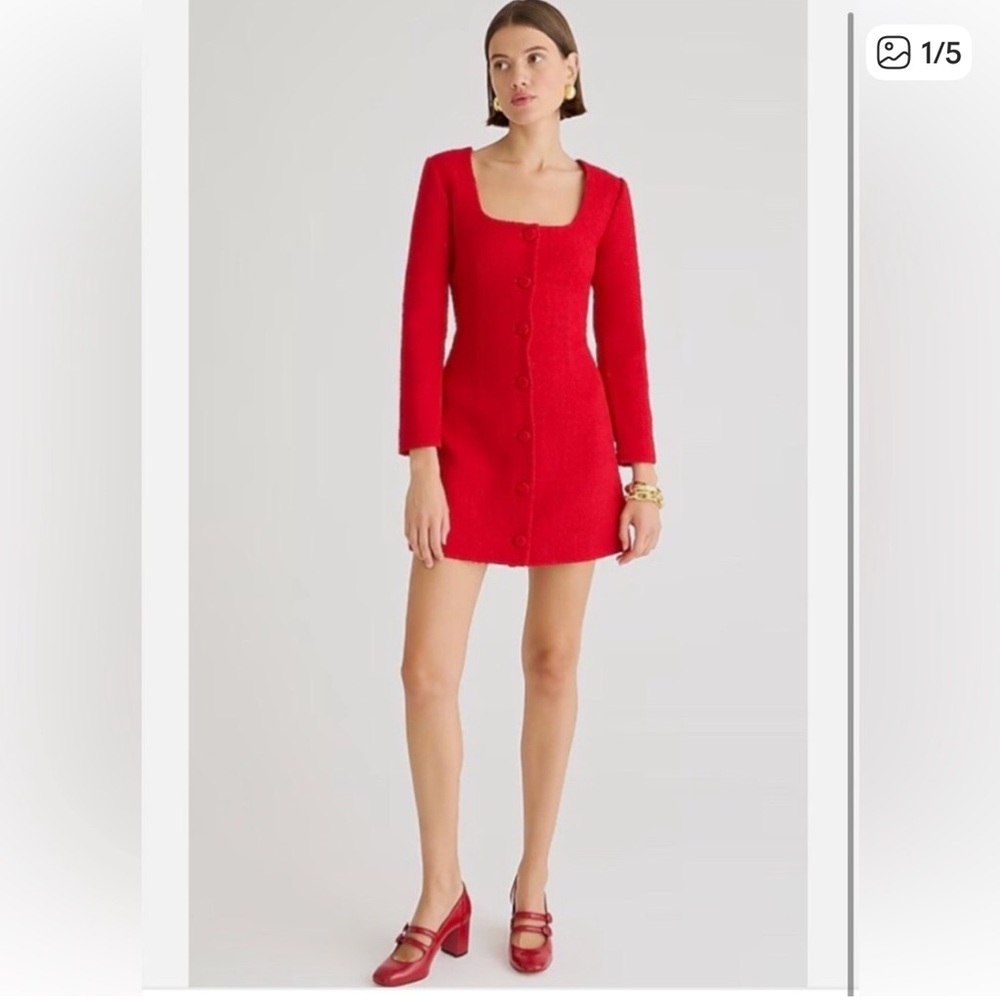 J. Crew Vibrant Red Tweed Mini Dress